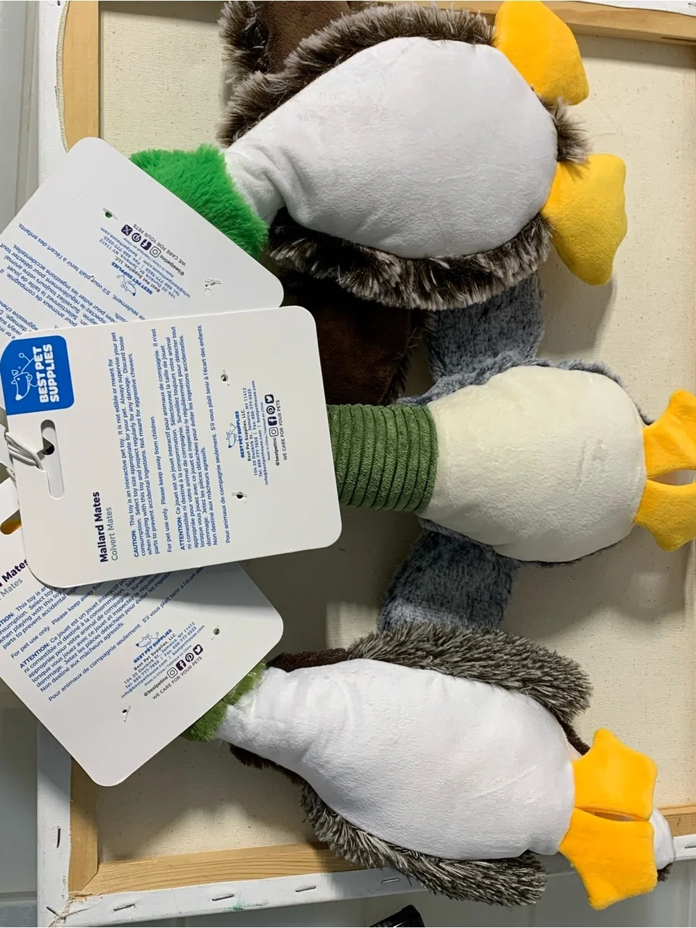 Three (3) NEW Mallard Mates Squeaky Dog Chew Toy - Large Duck